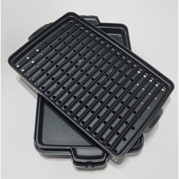 Pampered Chef Micro Cooker Black Shallow Rectangle Bacon Steamer Microwave #1146 - Picture 5 of 5